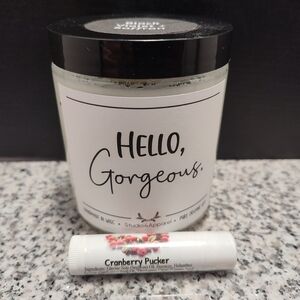 Personalized Candle 8 oz. "Hello Gorgeous" Black Violet/Saffron & Cranberry Balm